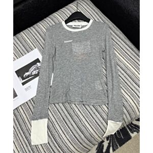 Miu Miu Miu Miu Crew Neck Contrasting Hem Long Sleeve Bottoming Shirt