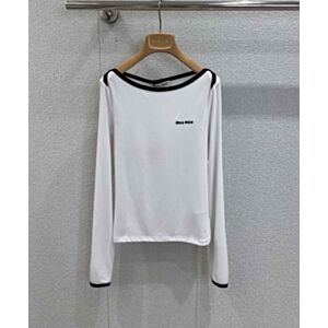 Miu Miu One-Shoulder Logo Top White