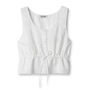 Miu Miu Women's Slubbed Poplin Top White
