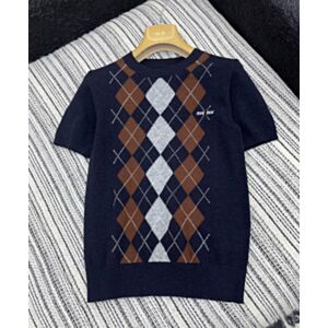 Miu Miu Cashmere Knit Polo Shirt Dark Blue