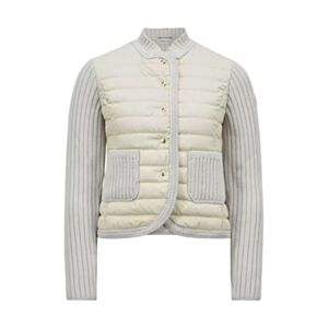 Moncler Women's Knitted Splicing Goose Down Jacket Cream