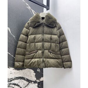 Moncler Women's Rex Rabbit Fur Collar Zipper Down Jacket