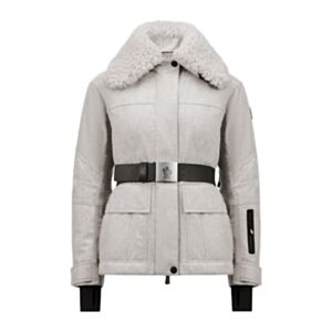 Moncler Women's Grenoble Calvin Klein Puffer Coat With Knit Sleeves Gray