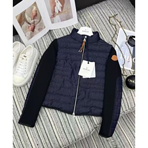 Moncler Women's Knitted Padded Jacket Dark Blue