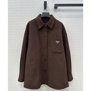 Prada Elegant Lapel Long-Sleeved Jacket Coffee