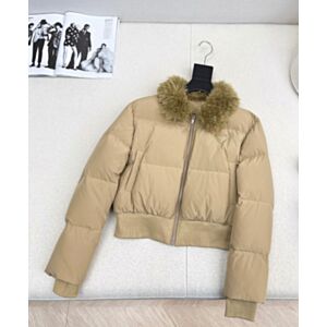 Prada Women's Short Down Jacket With Fur Collar Black