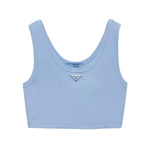 Prada Women's Rib-Knit Cropped Camisole Blue