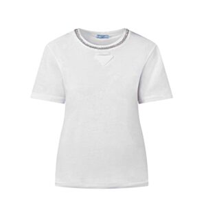 Prada Women's Triangular Logo Knitted T-Shirt White