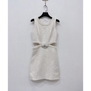 Self-Portrait Cream Boucle Pearl Mini Dress Cream