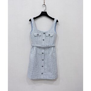 Self-Portrait Boss Babe Tweed Short Dress Blue
