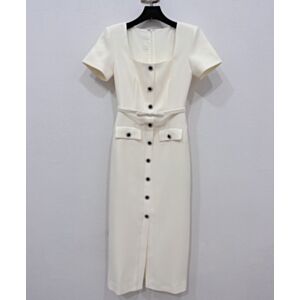 Self-Portrait Crepe Button Midi Dress Cream