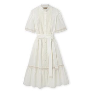 Valentino Women's Cotton Poplin Belted Midi Shirt Dress White