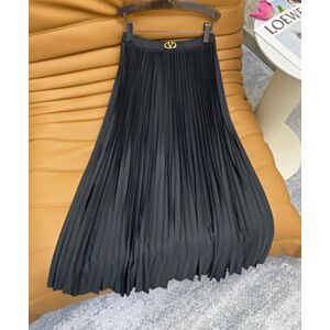 Valentino Pleated Denim Maxi Skirt Black