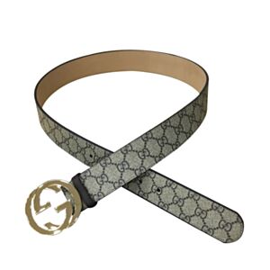 Gucci GG Supreme belt with G buckle 370543 Coffee