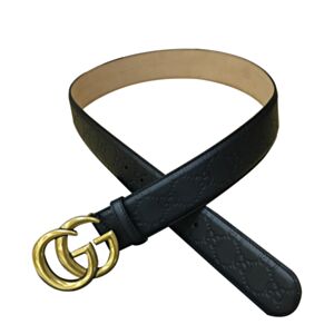 Gucci Leather belt with Double G buckle Black