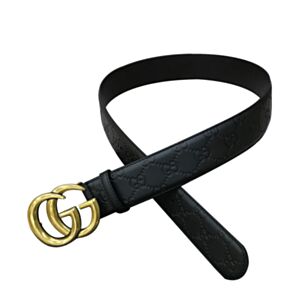 Gucci Leather belt with Double G buckle Black