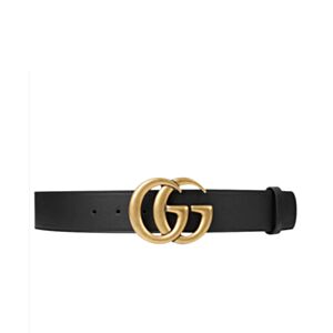 Gucci Leather belt with double G buckle for man Black