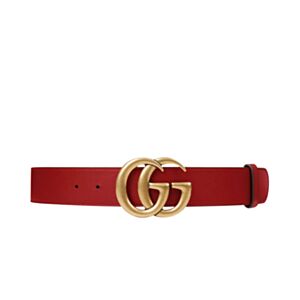 Gucci Leather belt with double G buckle Red