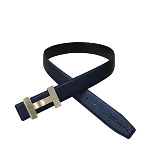 Hermes Men's H belt buckle & leather strap Black