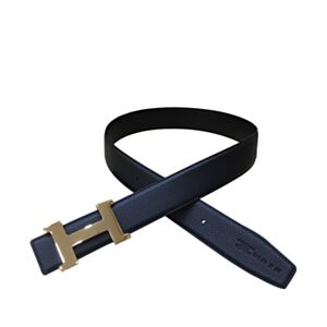 Hermes Men's H belt buckle & leather strap Black