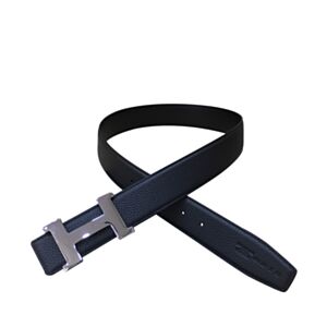 Hermes Men's H belt buckle & leather strap Black