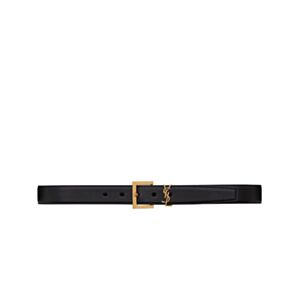 Saint Laurent Monogram Belt With Square Buckle Black