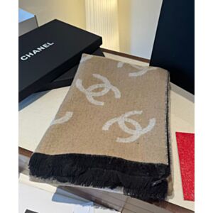 Not for sale: Chanel Logo Print Cashmere Scarf Khaki