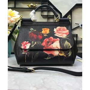 Not for sale: Dolce & Gabbana Rose Print Small Miss Sicily Black