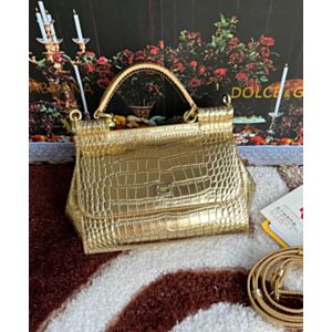 Not for sale: Dolce & Gabbana Sicily Bag in Foiled Crocodile-print Leather Golden