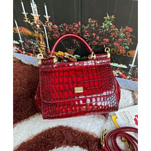 Not for sale: Dolce & Gabbana Sicily Bag in Foiled Crocodile-print Leather Red