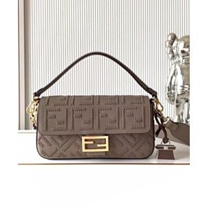 Not for sale: Fendi Baguette Cappuccino-coloured Leather Bag With FF Interlacing Gray