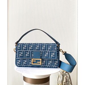 Not for sale: Fendi Baguette Denim-effect FF Jacquard Bag Blue