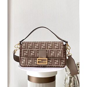Not for sale: Fendi Baguette Denim-effect FF Jacquard Bag Khaki
