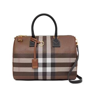 Burberry Check And Leather Medium Bowling Bag