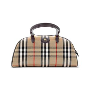 Burberry Canvas Highlands Bowling Top-Handle Bag Dark Coffee
