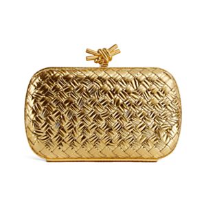 Bottega Veneta Leather Knot Minaudiere Clutch Bag 844108 Golden