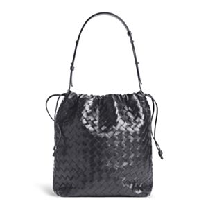 Bottega Veneta Avenue Intrecciato Leather Shoulder Bag 836020 Black