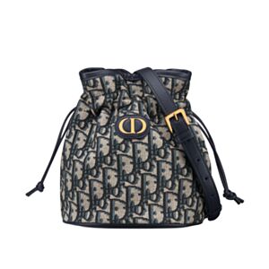 Christian Dior 30 Montaigne Mini Bucket Bag with Drawstring Dark Blue