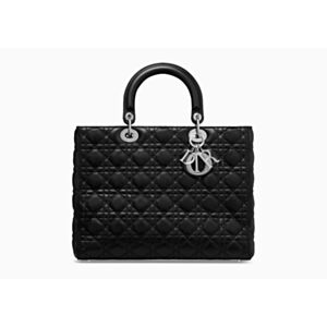 Christian Dior Lady Dior Large Classic Tote Bag With Lambskin Black