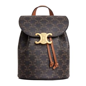 Celine Backpack Celine Bonnie In Triomphe Canvas And Calfskin Coffee
