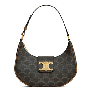 Celine Ava Triomphe Medium Bag With Logo Print 114492 Coffee