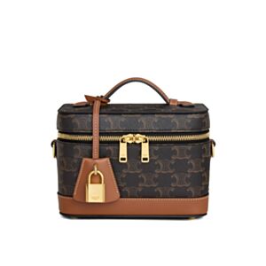 Celine Vanity In Triomphe Canvas And Calfskin Coffee