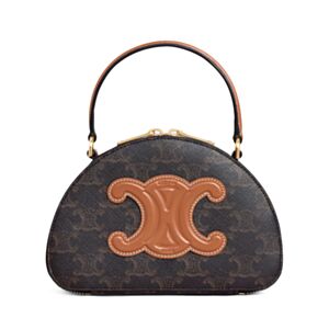 Celine Logo Print Half Moon Box Bag 10K642 Coffee
