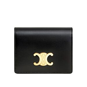 Celine Triomphe Shiny Calfskin Business Card Holder 10M123 Black