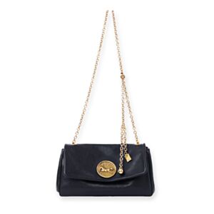 Chloe Heritage Shoulder Bag In Grained Leather Black