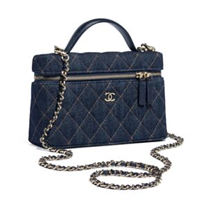 Chanel Denim Top Handle Classic Vanity AP4385 Dark Blue