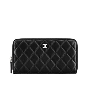 Chanel Matrasse Around Zipper Long Wallet Black