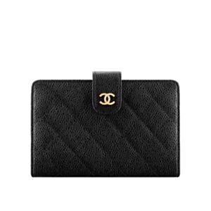 Chanel Caviar Quilted Zip Pocket Wallet Black
