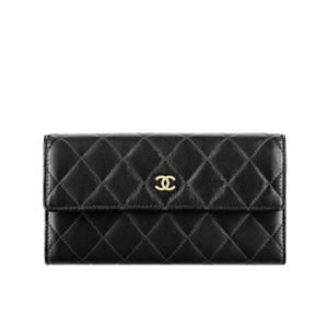 Chanel Rectangle Quilted Wallet in Lambskin Black