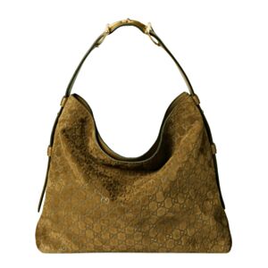 Gucci Beatrix Suede Shoulder Bag With All-Over GG 850546 Coffee